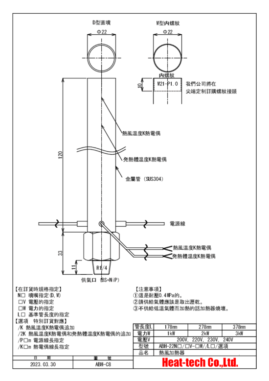 《 堅固的中型熱風加熱器 》ABH-22N