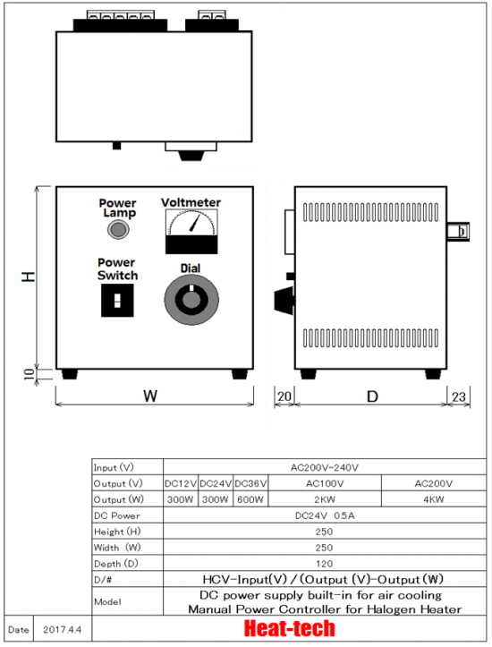 Halogen Point Heater Laboratory-kit LKHPH-60FA/f30/36v-450w + HCVD