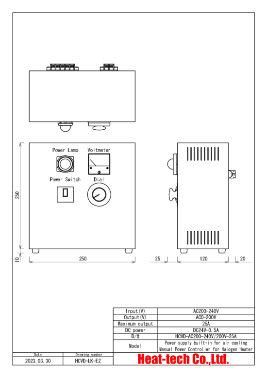 Halogen Point Heater Laboratory-kit LKHPH-120FA/f45/200V-1kW +HCVD