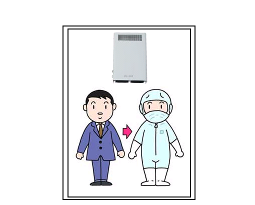 No.16 Eradication of the air shower by the Ozone type sterilization deodorizer