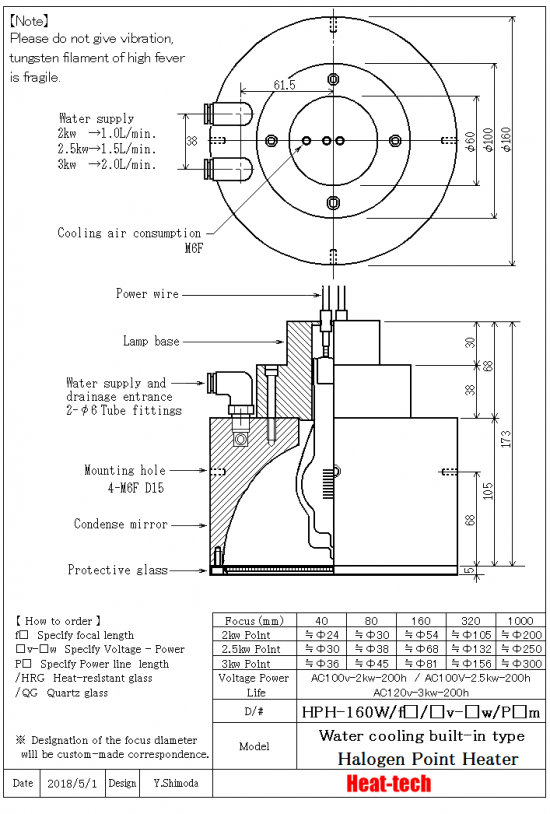 Outline drawing of HPH-160