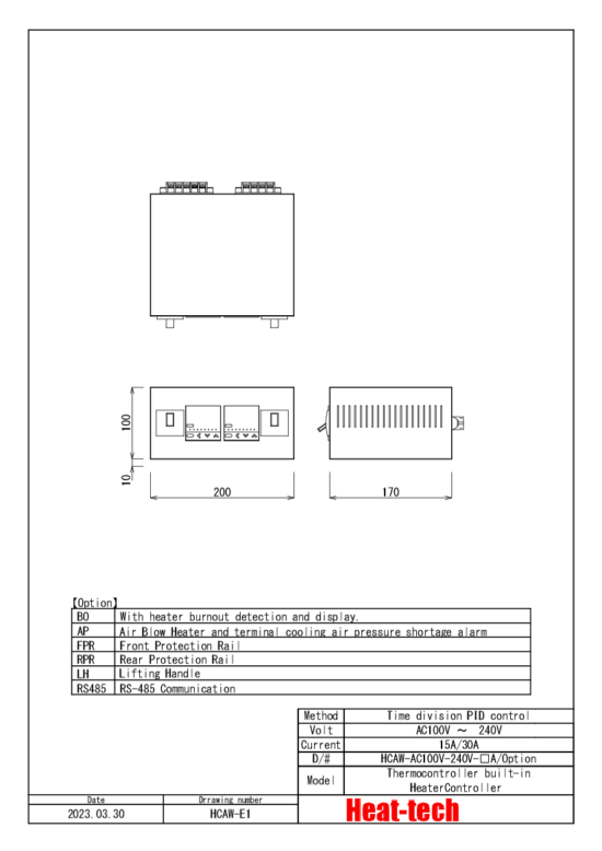 Two heaters control type HCAW