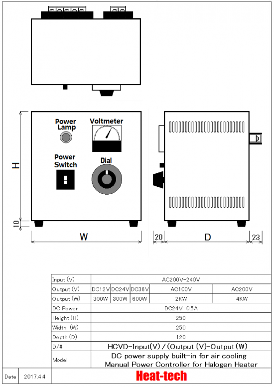 DC power supply built-in for air cooling type HCVD