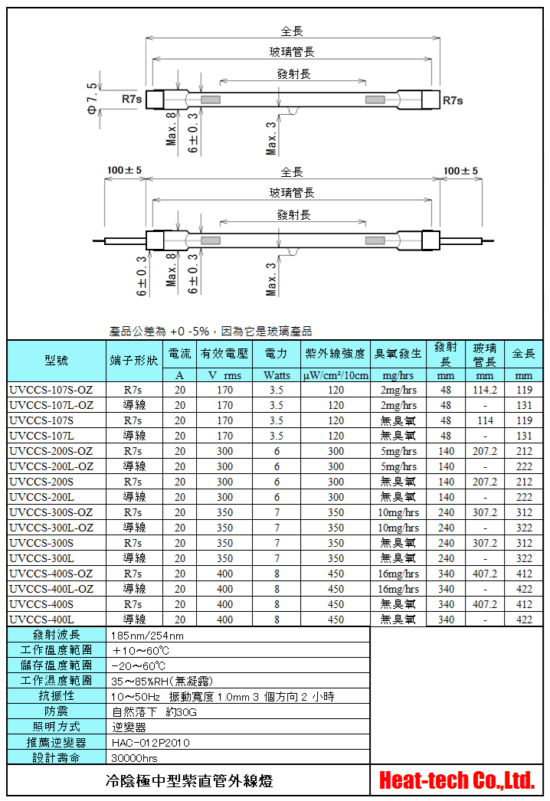 冷陰極中型直管紫外線燈UVCCS系列