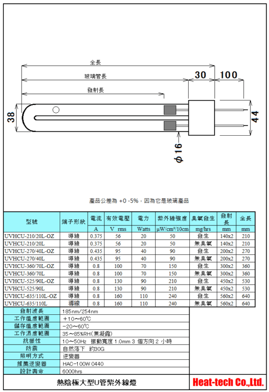 熱陰極大U管紫外線燈UVHCU系列