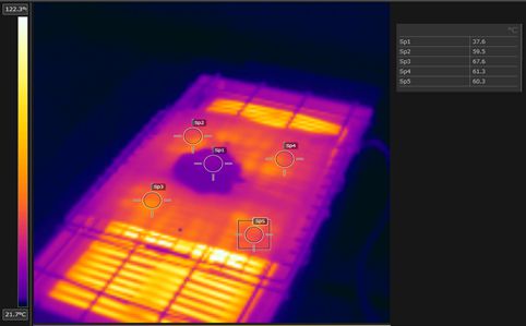 Test piece heating register