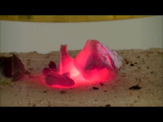 Heating, melting and vitrification of rocks series 27 - Fluorite