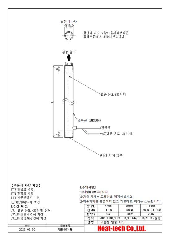 《 고온용　소형 열풍 히터 》ABH-11NM