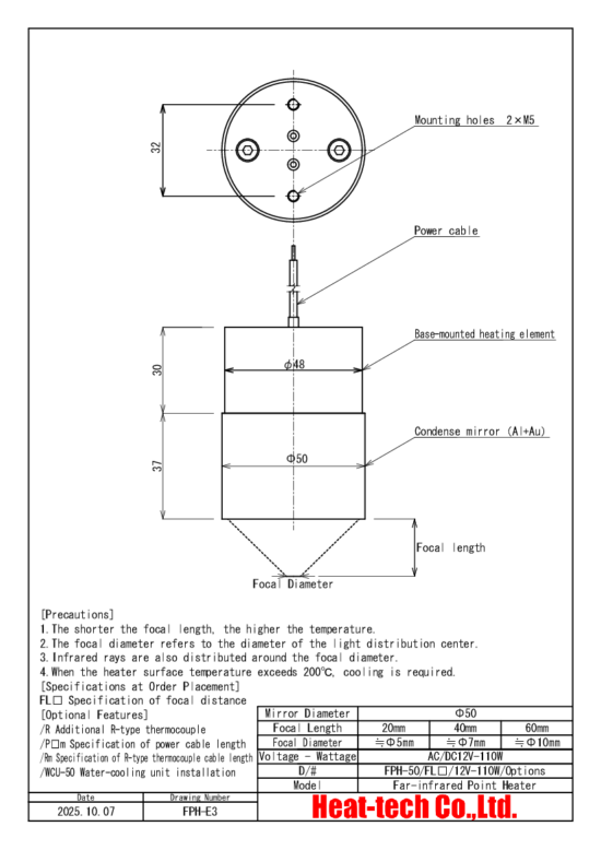 6.External dimensions of FPH-50